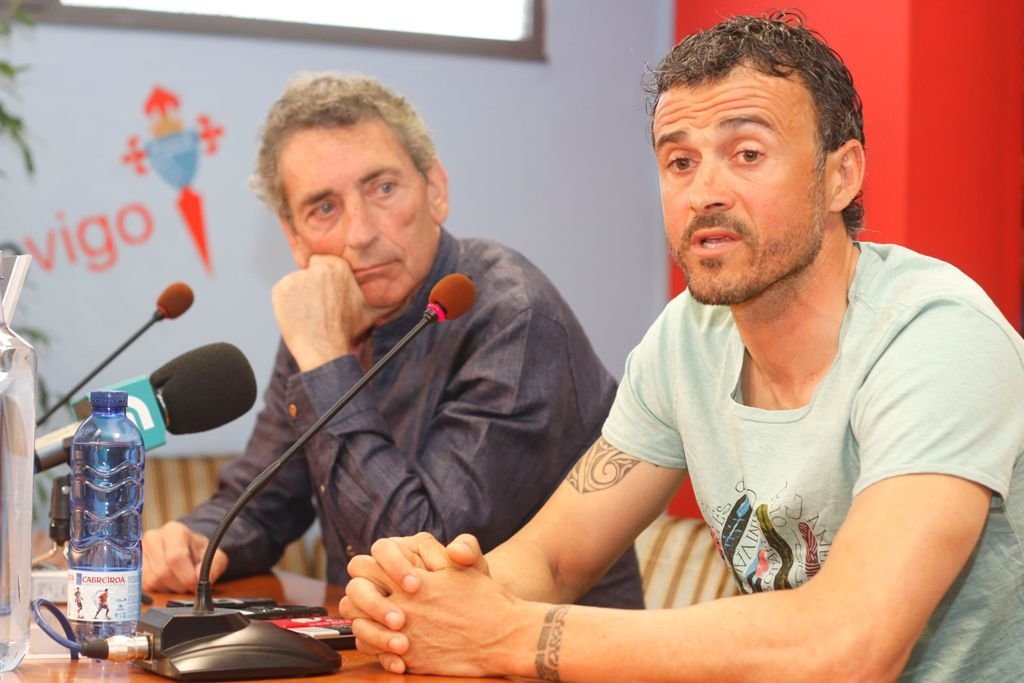 Carlos Mouriño y Luis Enrique, durante la rueda de prensa que ofrecieron ayer en Balaídos.