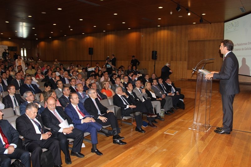 Núñez Feijóo, durante su intervención ante los representantes de las Plataformas Empresariales en el Exterior.