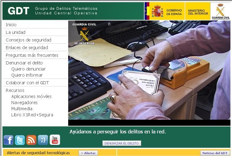 Página web del Grupo de Delitos Telemáticos de la Guardia Civil.