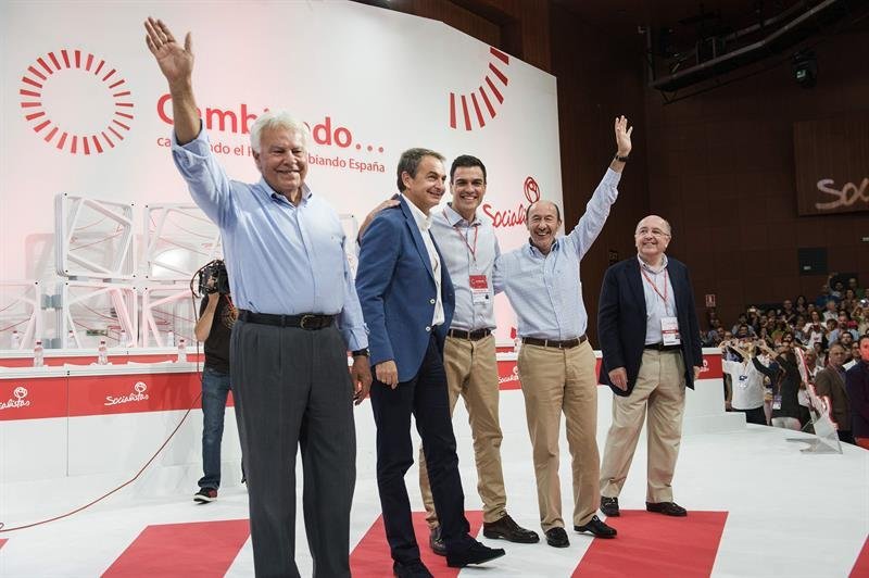Felipe González, Rodríguez Zapatero, Pedro Sánchez, Pérez Rubalcaba y Joaquín Almunia.