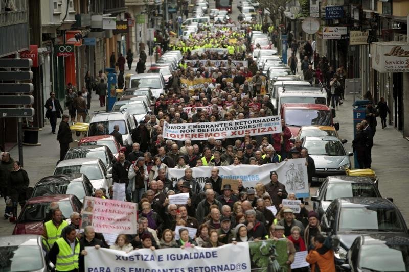 Manifestación de emigrantes retornados, el pasado marzo, en A Coruña.