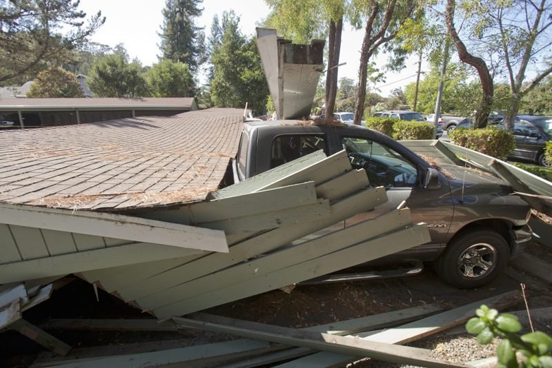 Una de las viviendas que sufrió las consecuencias del temblor del pasado domingo en Napa 