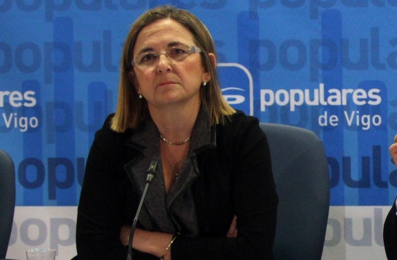 Irene Garrido en una comparecencia en el PP de Vigo.