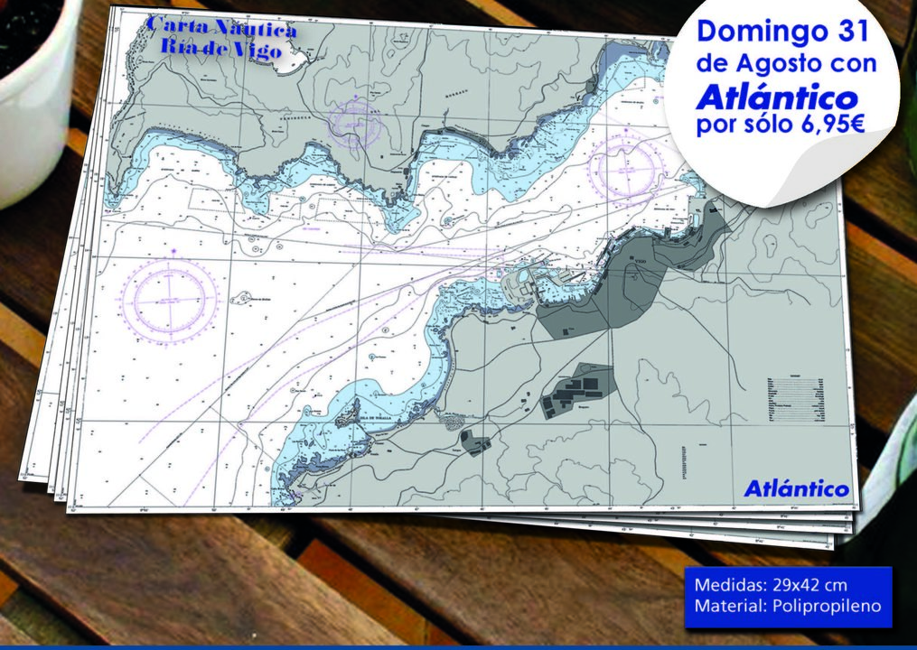 Atlántico entrega el domingo los manteles de la carta náutica de Vigo