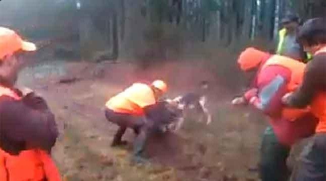 Captura de pantalla del vídeo que incrimina a los tres cazadores. (LA NUEVA ESPAÑA)