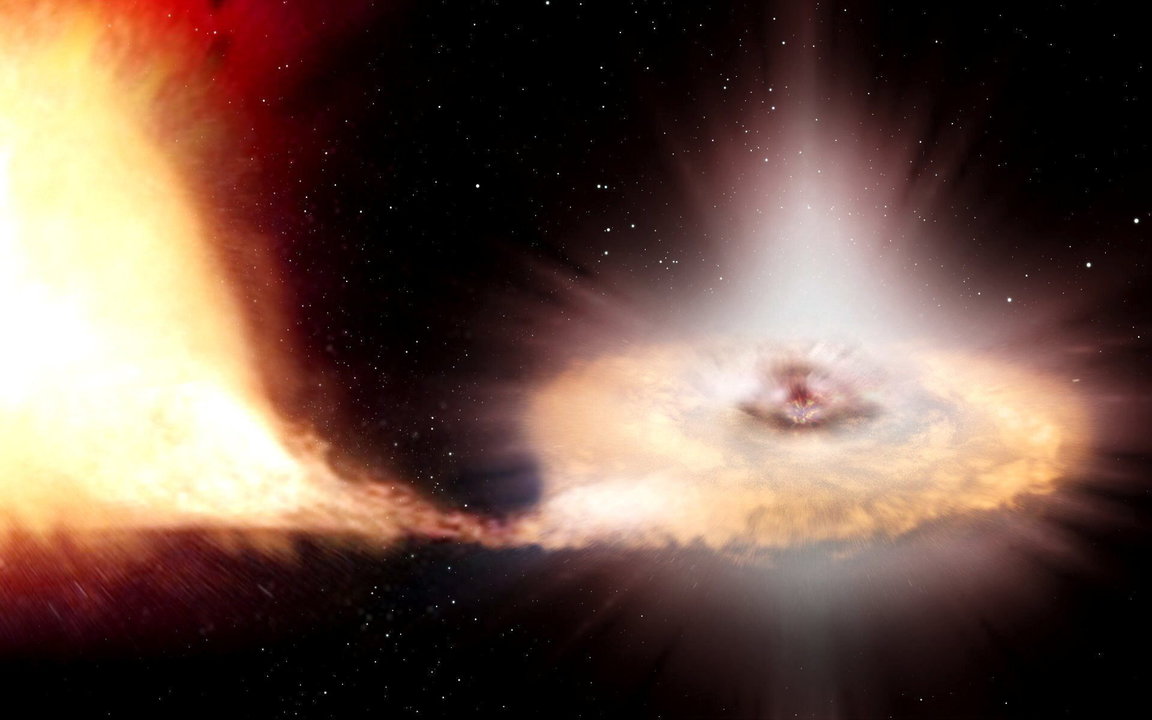 Fotografía cedida por la ESA de la representación de la primera supernova