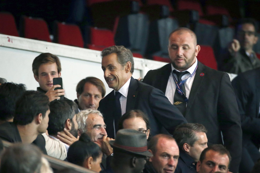 Nicolás Sarkozy, a su llegada a un partido de la Primera división francesa de fútbol.