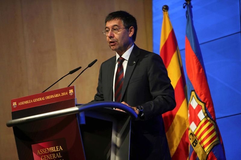 Josep María Bartomeu, en la asamblea celebrada ayer.