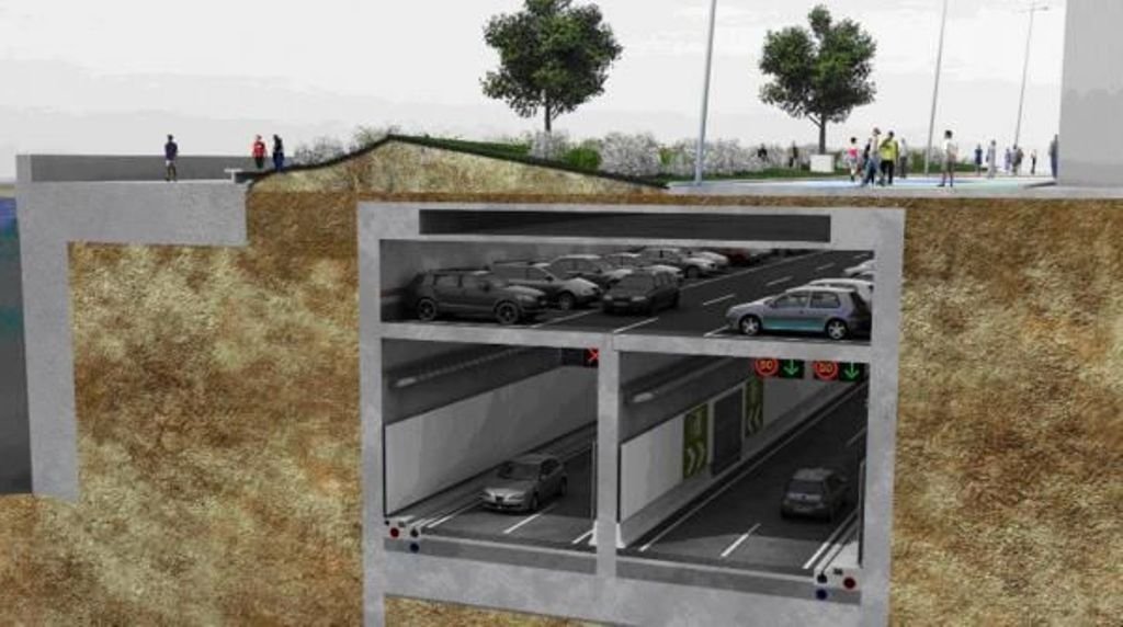 Así sería el túnel, según una propuesta de la Xunta.