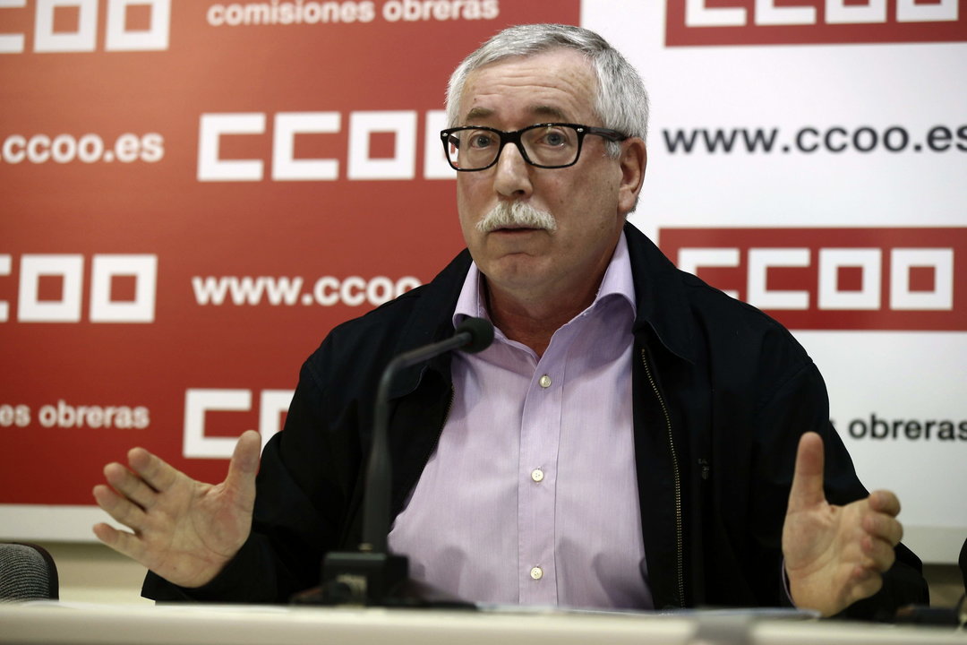 El secretario general de CCOO, Ignacio Fernández Toxo, durante la rueda de prensa.