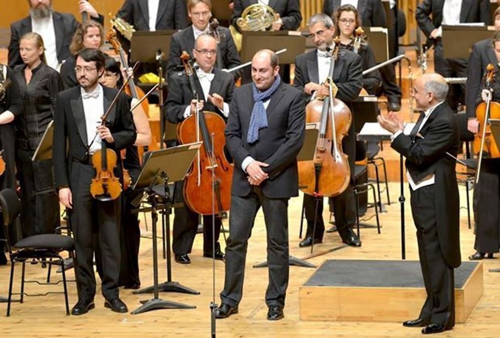 Juan Eiras, en el estreno de su última obra, con la Real Filharmonia de Galicia.