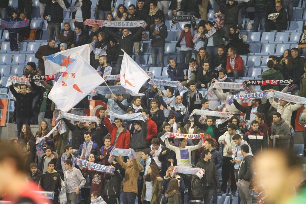 Aficionados del Celta, durante el partido contra el Almería.