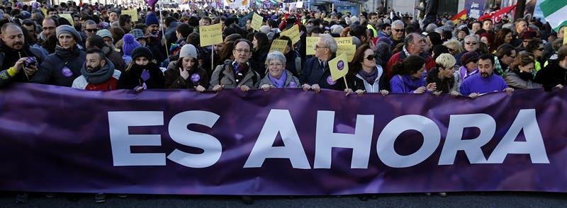 Cabecera de la "marcha del cambio", convocada por Podemoso