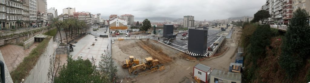 La perspectiva de la nueva estación de Vigo-Urzaiz, provisional pero lista para su puesta en marcha. Fomento ultima los trabajos en el entorno de cara a su inauguración.