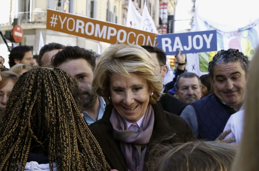 Esperanza Aguirre, durante la manifestación celebrada por las calles del centro de Madrid.