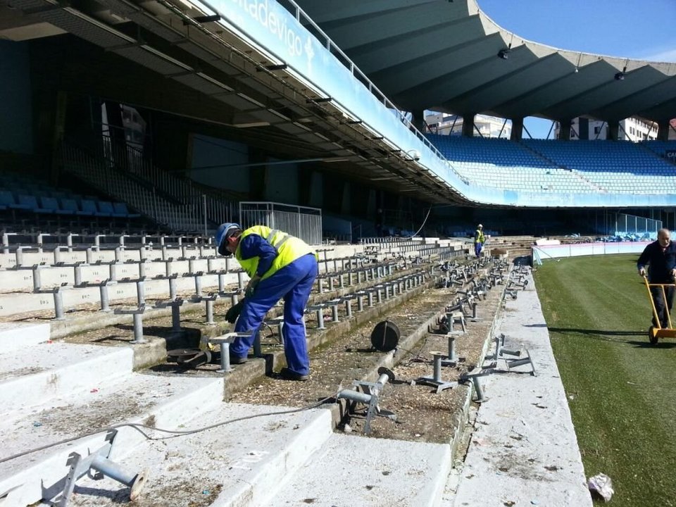 Las obras en el estadio de Balaídos.