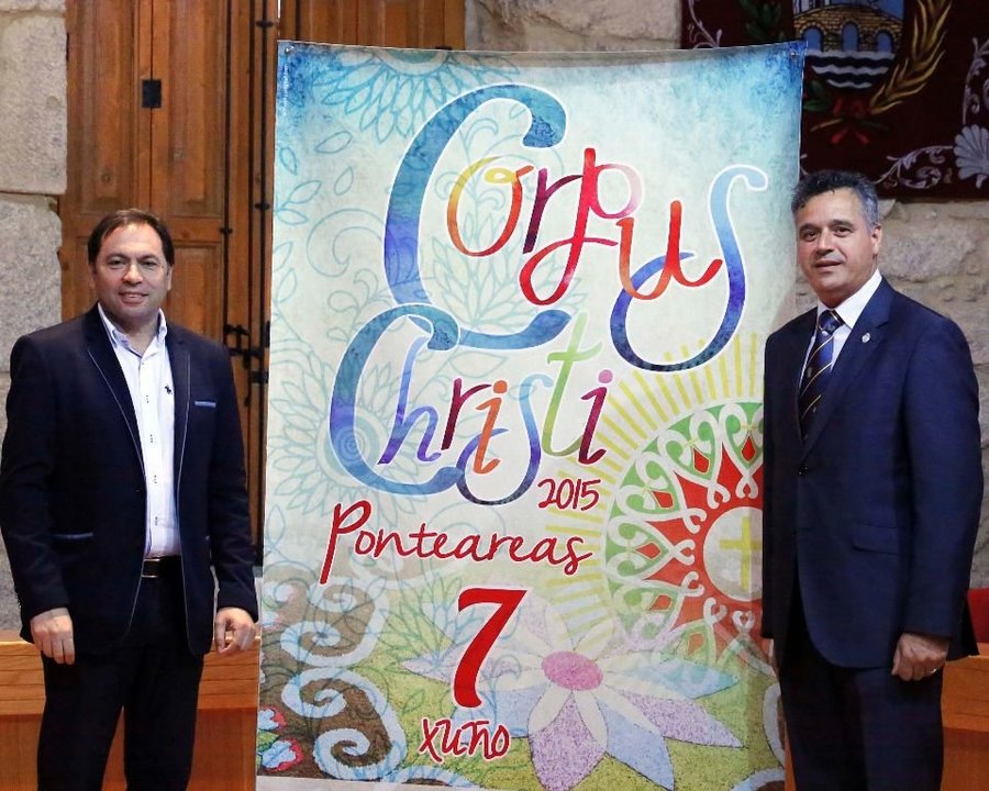 El cartel de Corpus 2015 entre el alcalde, Salvador González y el concejal, Andrés Sampedro,