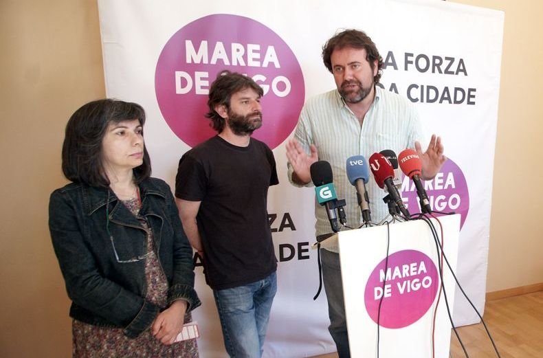 Marga Barreiro, Xose Lois Jácome e Rubén Pérez, onte.