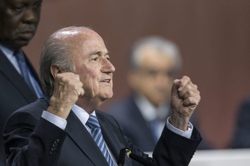 Blatter, ayer en Zúrich tras ser reelegido presidente de la FIFA.