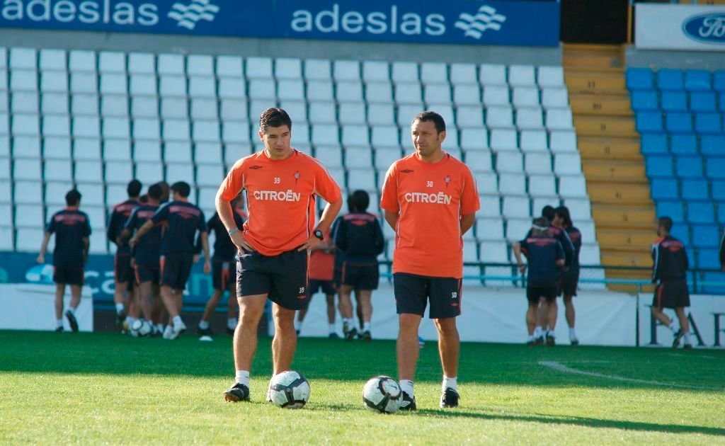 Carlos Hugo García Bayón y Eusebio Sacristán, durante su etapa como entrenadores del Celta.