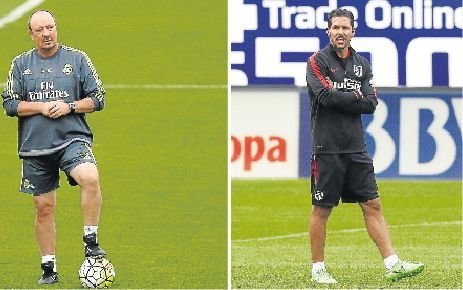 Rafa Benítez y Diego Simeone dirigirán a Real Madrid y Atlético en el partido de esta tarde en el Vicente Calderón