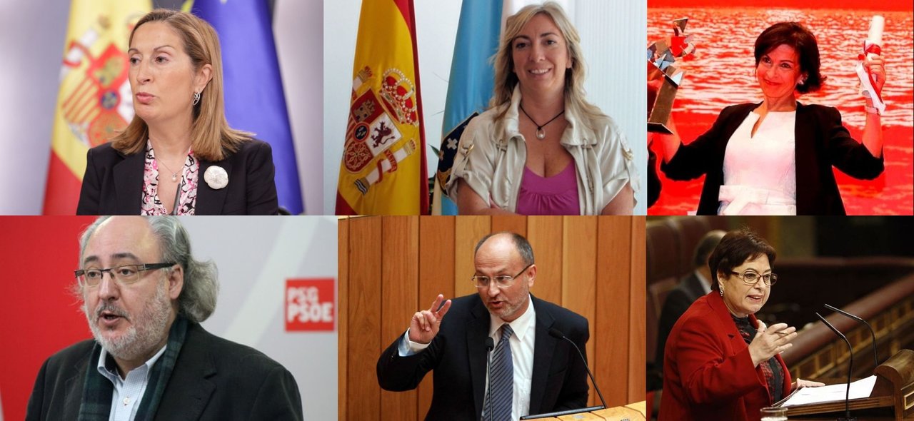 Ana Pastor (PP). Lucía Molares (PP). Lola Galovart (PSOE) y abajo Guillermo Meijón (PSOE). Abel Losada (PSOE). Olaia Fernández Davila, del BNG.