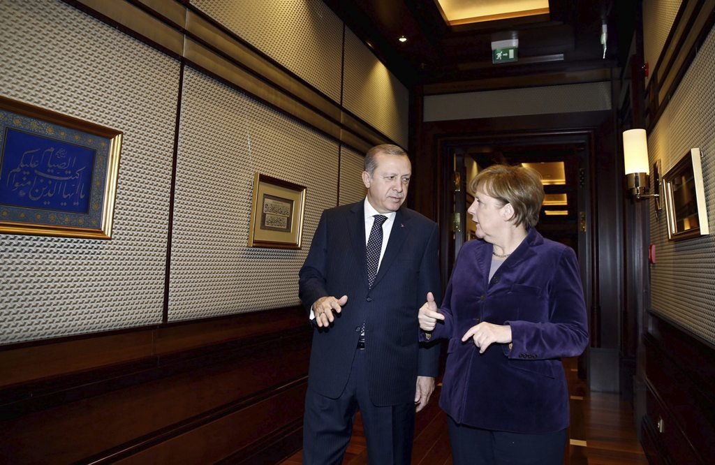 Recep Tayyip Erdogan con la canciller alemana Angela Merkel durante su encuentro en Ankara.