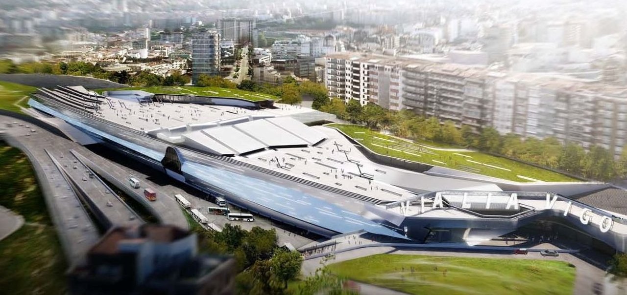El famoso modelo de la estación diseñada por Thom Mayne, que iría sobre la actual terminal subterránea.