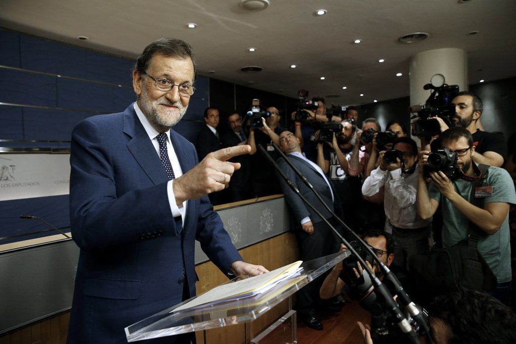 Mariano Rajoy, en la rueda de prensa de ayer en el Congreso.