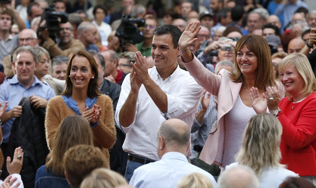 Pedro Sánchez en el acto que tuvo ayer en Bilbao en la campaña de las elecciones vascas.