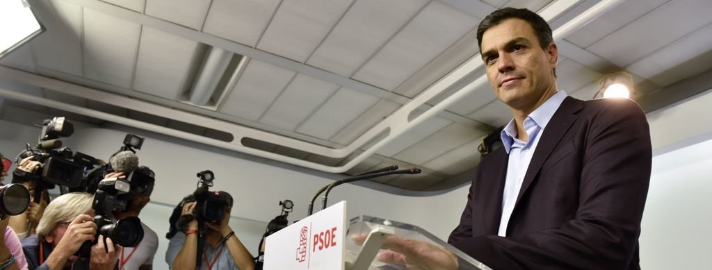 El secretario general del PSOE, Pedro Sánchez, durante la rueda de prensa en la que ha anunciado su dimisión
