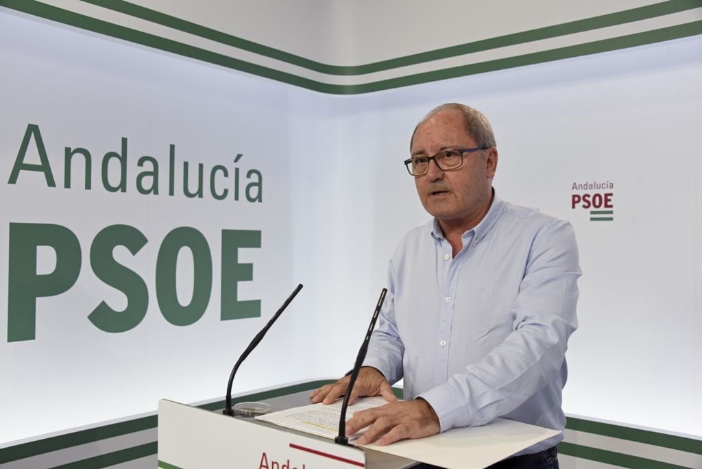 Juan Cornejo, secretario de Organización del PSOE andaluz, durante la rueda de prensa.