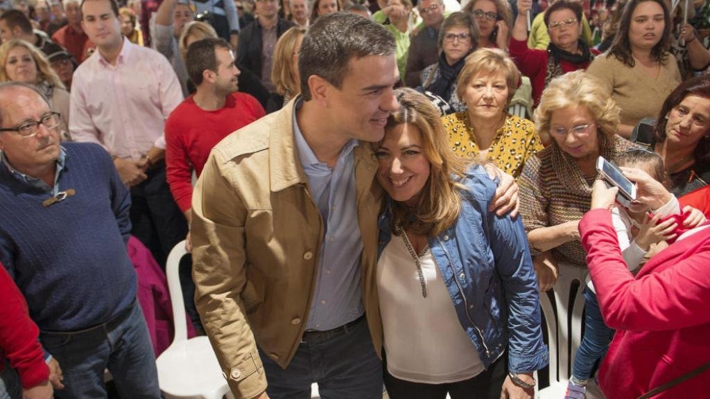 Pedro Sánchez y Susana Díaz en un acto de campaña.