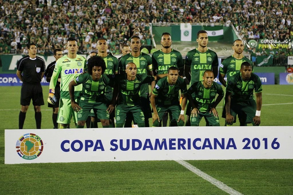 La alineación del Chapecoense en las semifinales de la Copa Sudamericana.