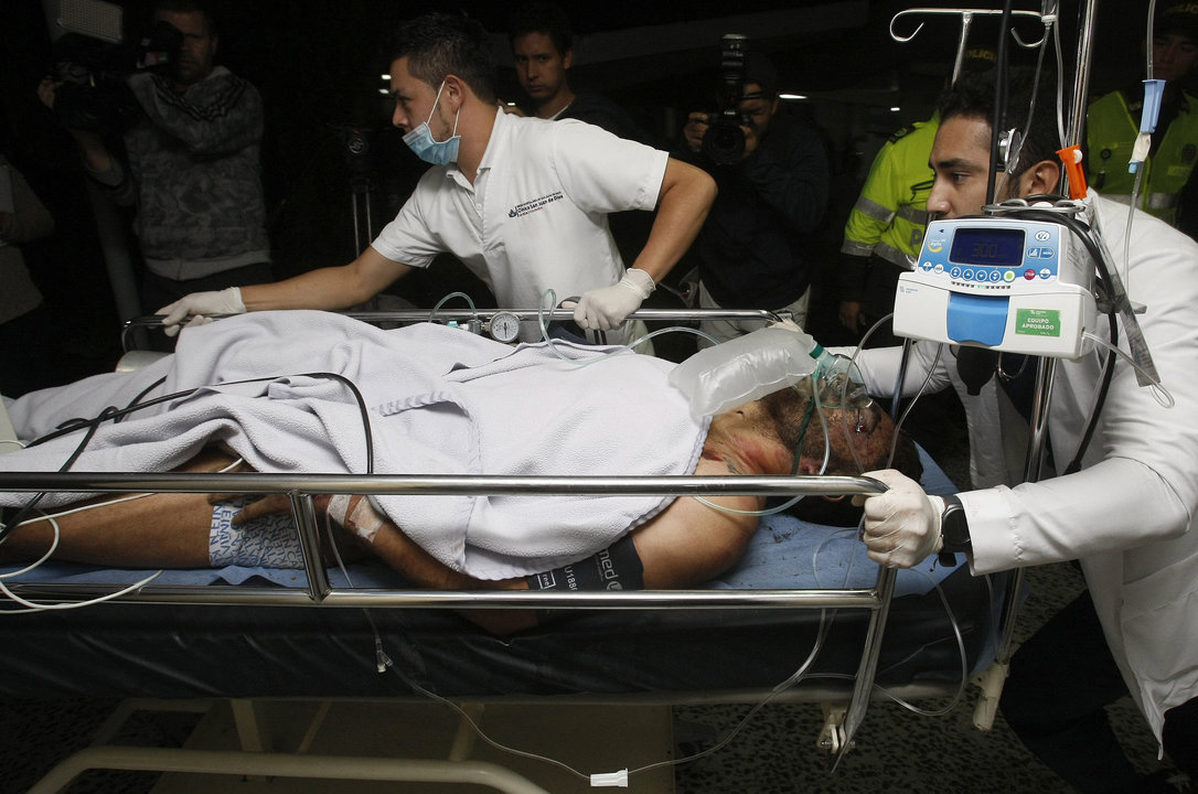 El jugador Alan Ruschel, a su llegada al hospital de Rionegro.