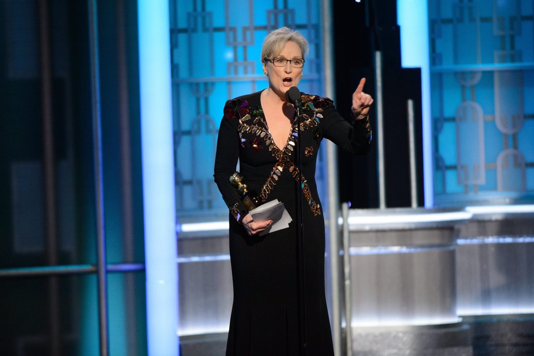 Meryl Streep, durante su discurso atacando a Trump.