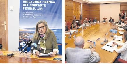 Teresa Pedrosa, delegada de Zona Franca, dando ayer explicaciones. A la derecha, el único pleno en 2016, donde los presupuestos quedaron aplazados.