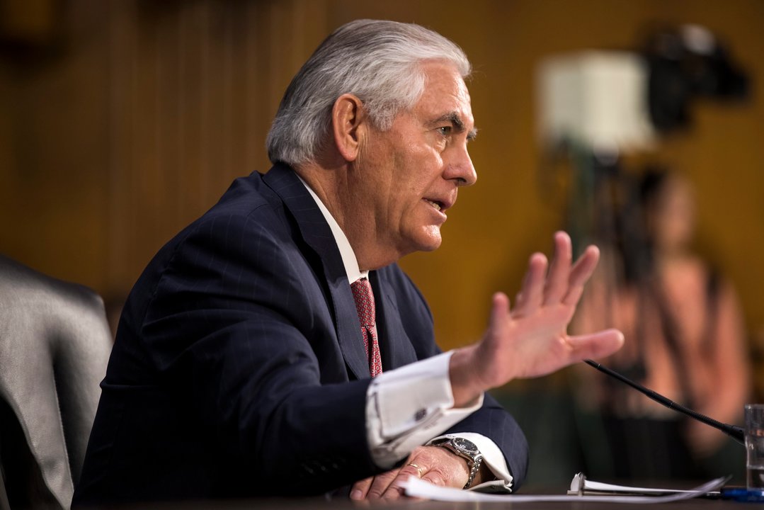 El exjefe de la petrolera ExxonMobil, Rex Tillerson, durante su comparecencia en el Senado.