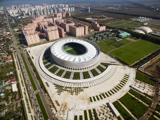 El Krasnodar Stadium tiene aspecto exterior de coliseo.