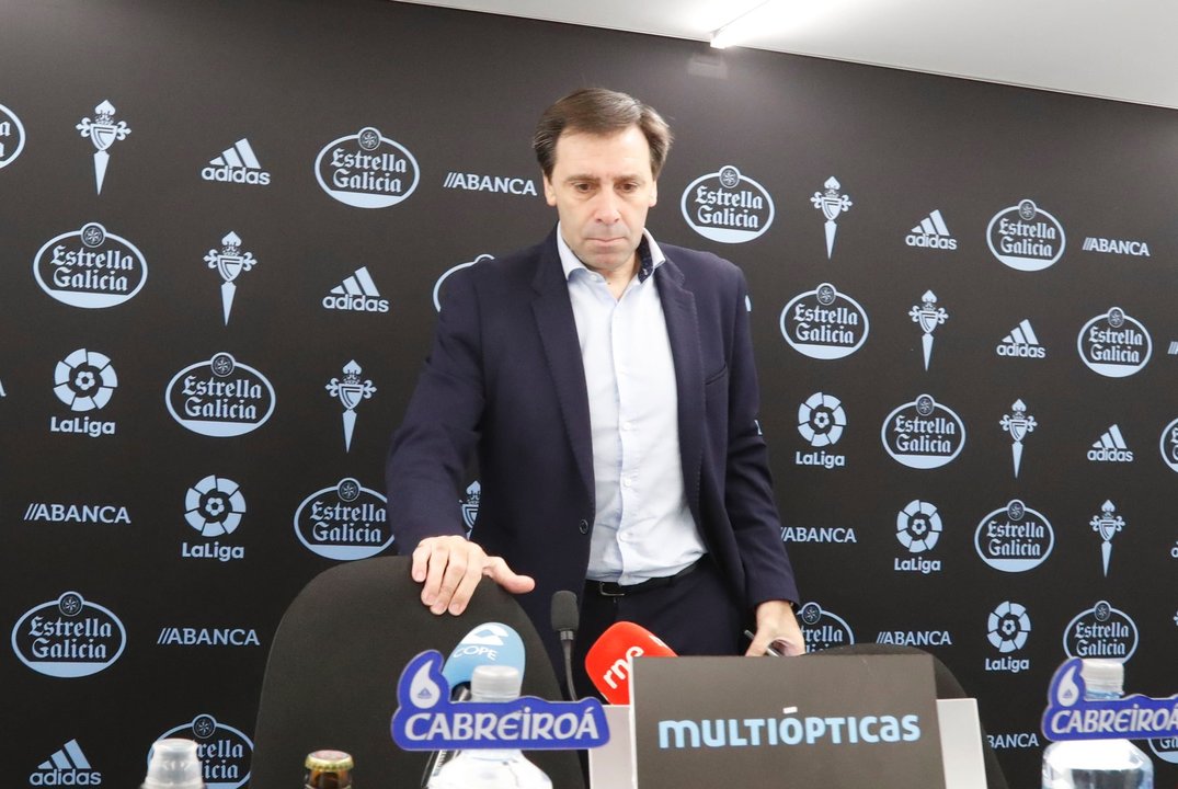 El director deportivo del Celta, Felipe Miñambres, ayer en las instalaciones de A Madroa.