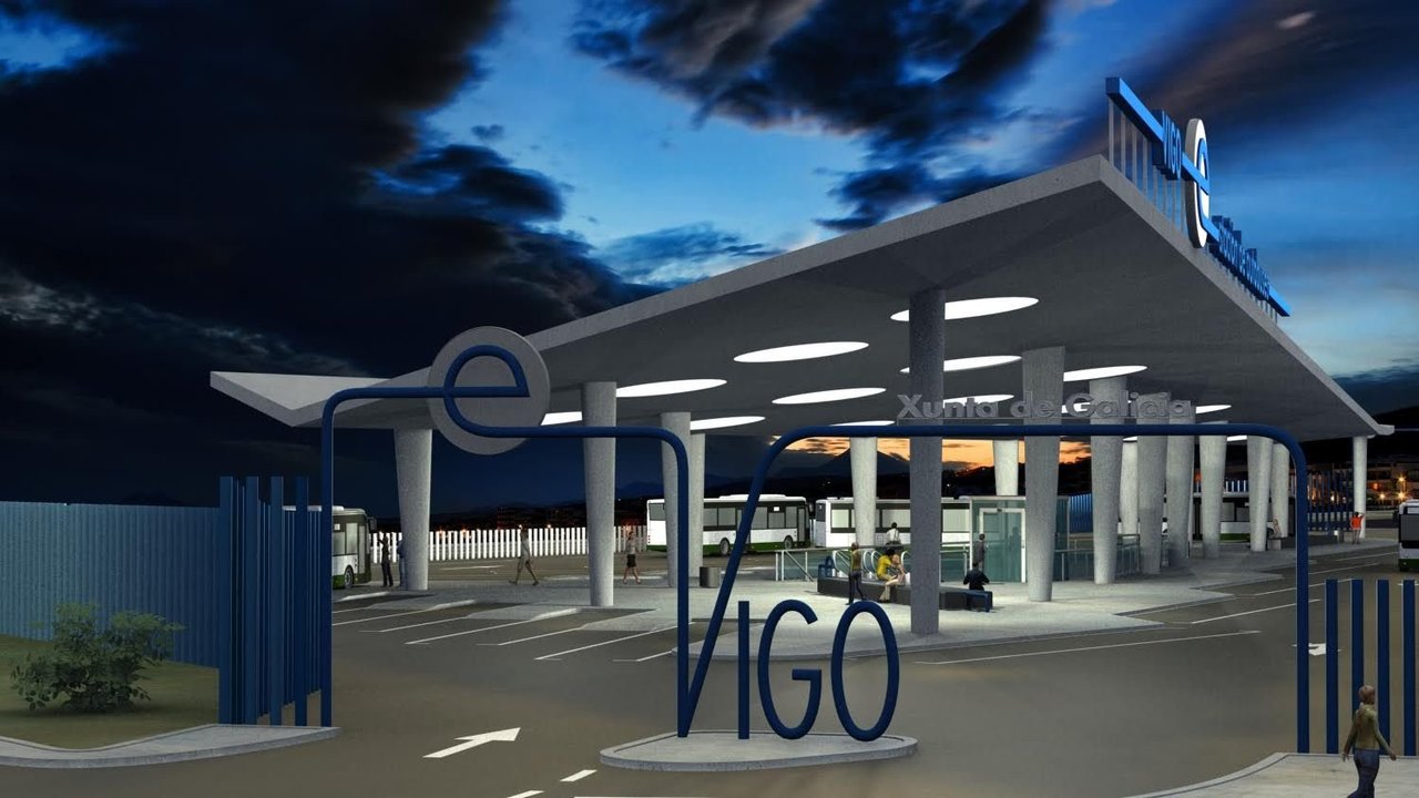 Imagen de la futura estación de bus, al lado de la terminal ferroviaria y la autopista.