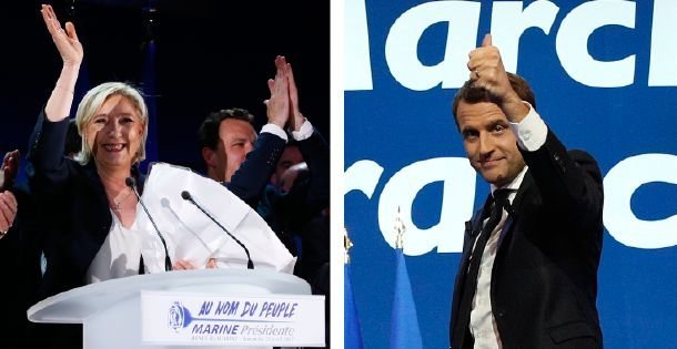 La ultraderechista Marine Le Pen y El socioliberal y exministro socialista Emmanuel Macron.