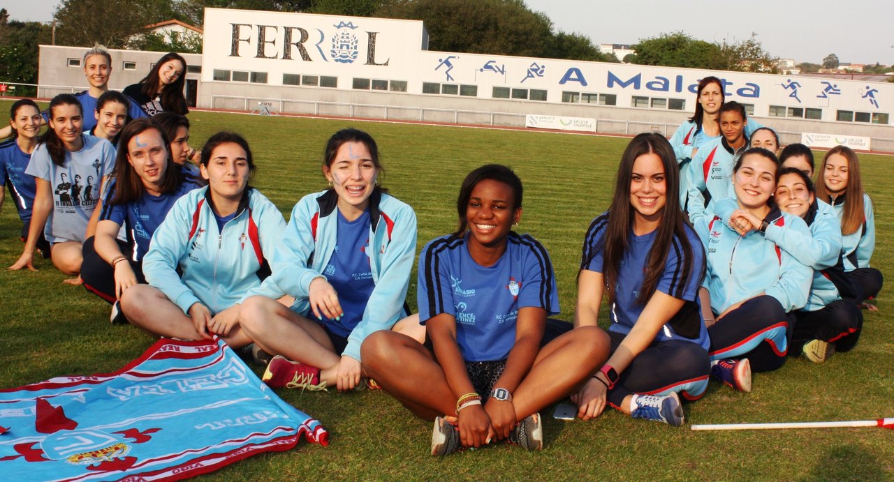 Las representantes del Atletismo Femenino Celta en el Gallego de clubes disputado en Ferrol.
