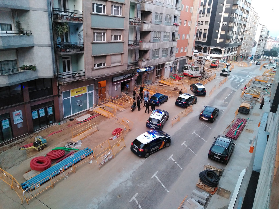 Imagen de una reciente intervención policial en Vía Norte, por una  trifulca en la calle.