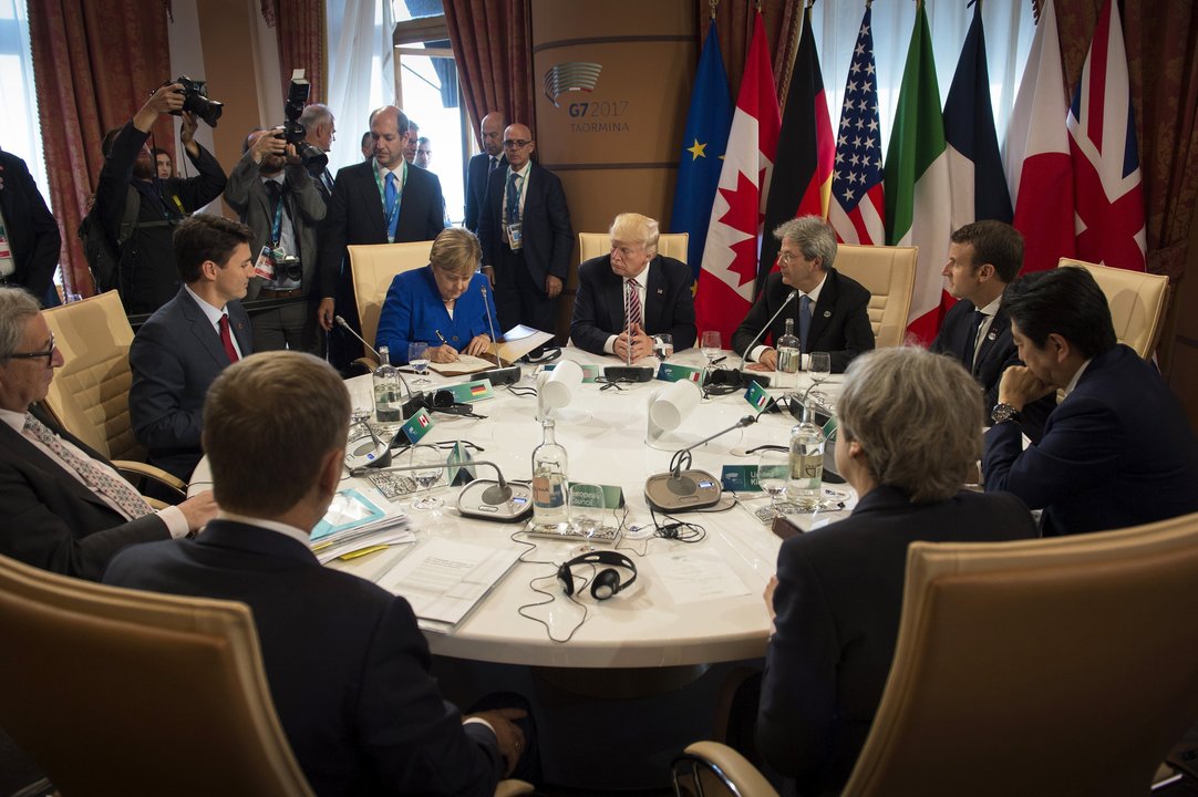 Los líderes del G7, durante la reunión que mantuvieron en la ciudad italiana de Taormina.