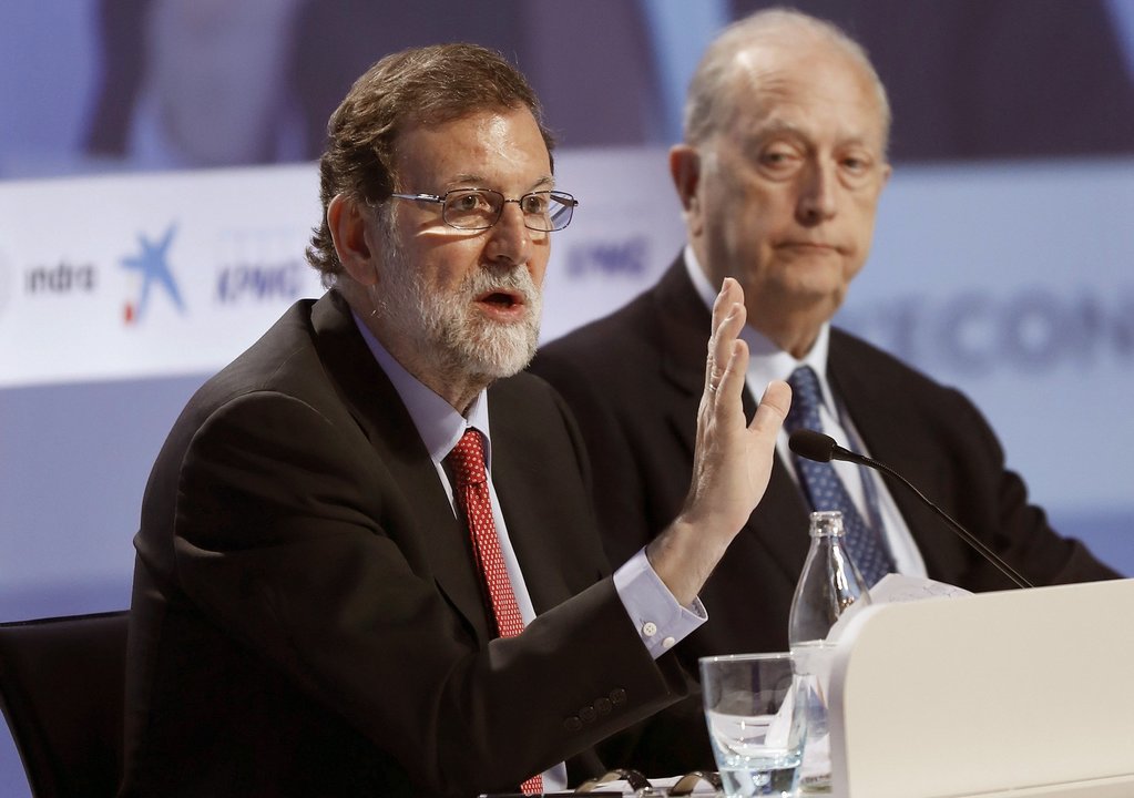 Rajoy y Bruguera, en el acto del Círculo de Economía, en Sitges.