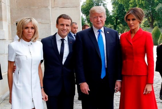 Brigitte y Emmanuel Macron ejercieron de anfitriones de Donald y Melania Trump.