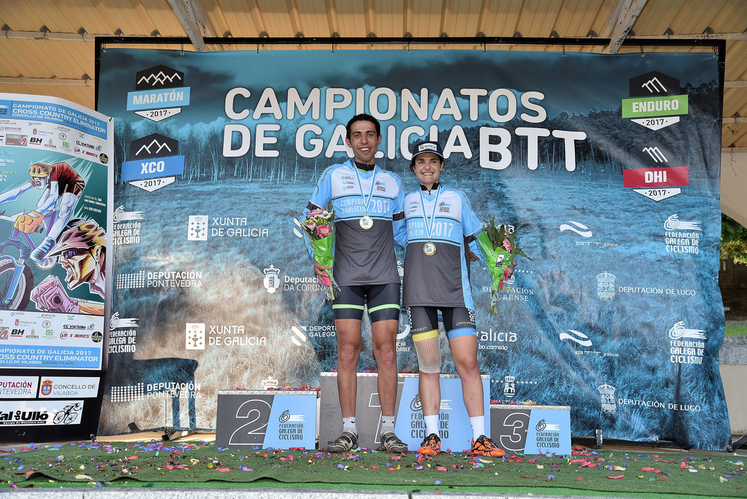 Mauro González y Lucía Vázquez, en el podio del Campeonato de Galicia Eliminator.