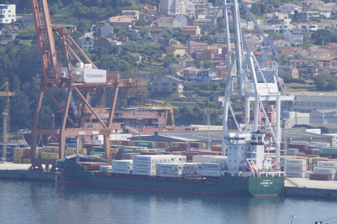 La naviera Maersk, en imagen en Guixar,  donde mantiene su escala, a pesar de haber ido concentrando su actividad a Marín.