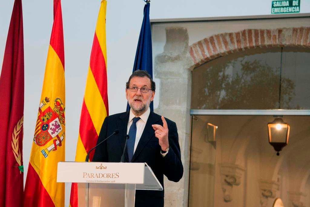 El presidente del Gobierno, Mariano Rajoy, durante la inauguración del Parador de Lleida.